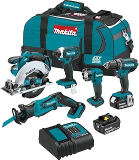 Makita XT510SM-R 18V LXT Lithium-Ion Cordless 5-Tool Combo Kit with 2 Batteries (4 Ah) (Renewed)