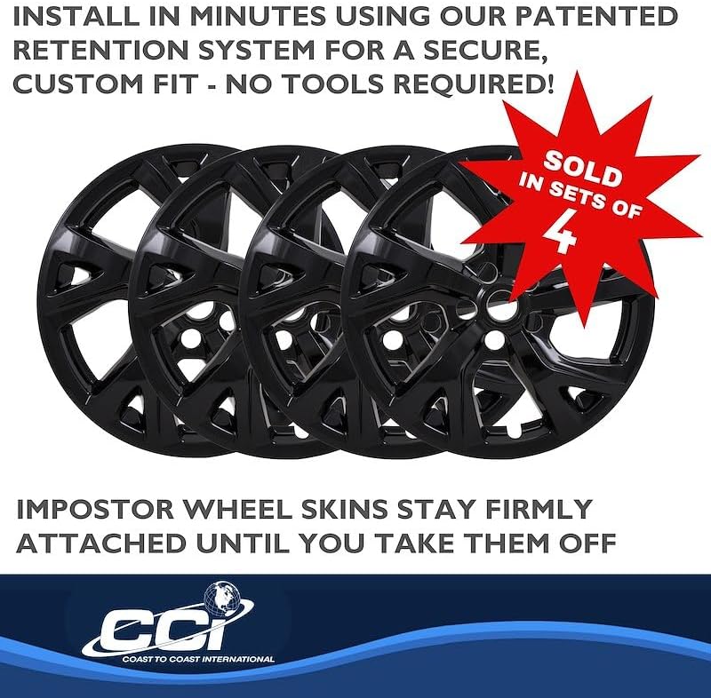 Coast to Coast 18" - 5 Spokes, Black or Chrome Snap-On Wheel Skins - IMP452X/BLK (Fits Chevy Equinox [2018-2024], Black)