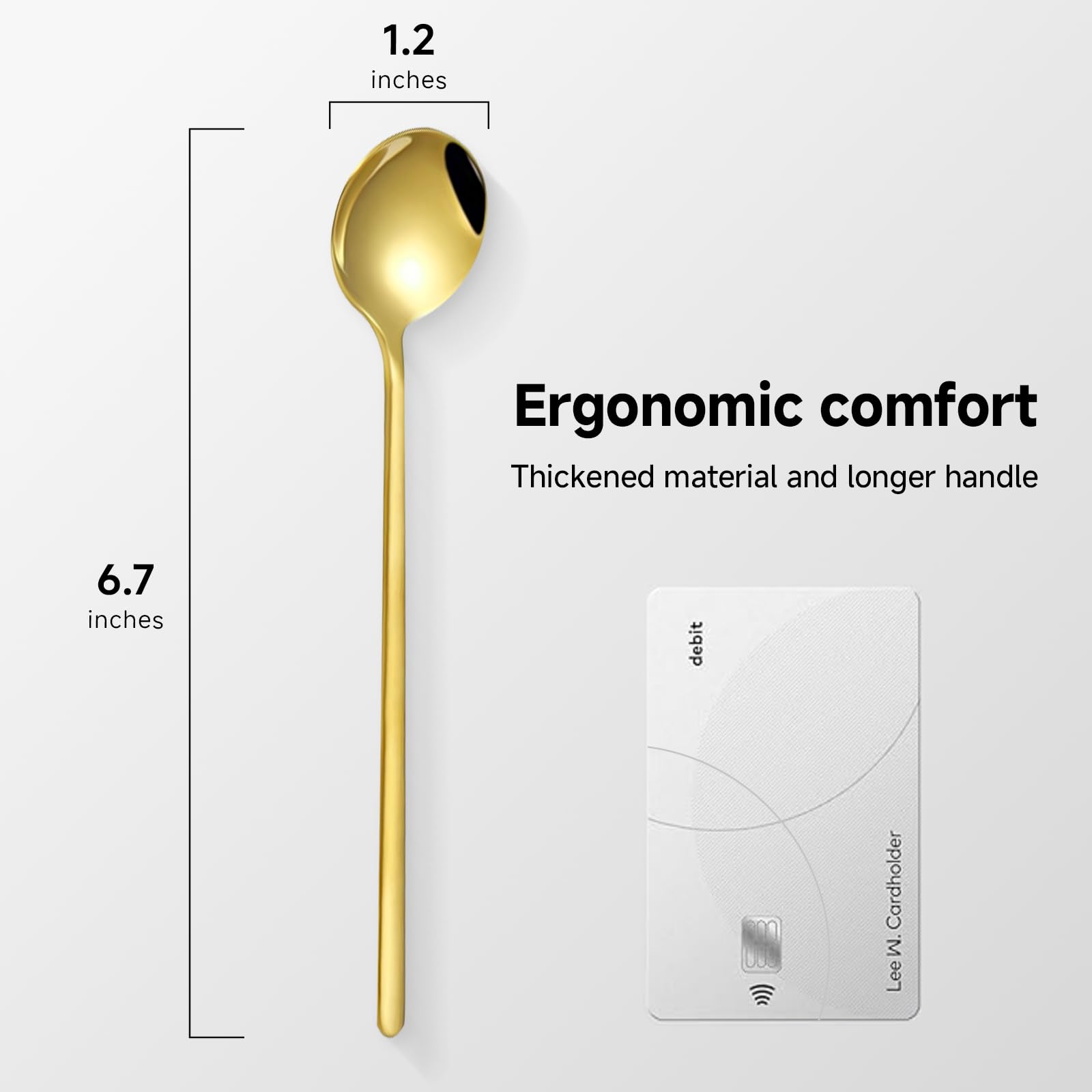 4 cucharas de café doradas de 6.7 pulgadas para cafetería, estación de café, cuchara agitadora de mango largo dorado para café, té helado, cucharas de espresso de acero inoxidable 304