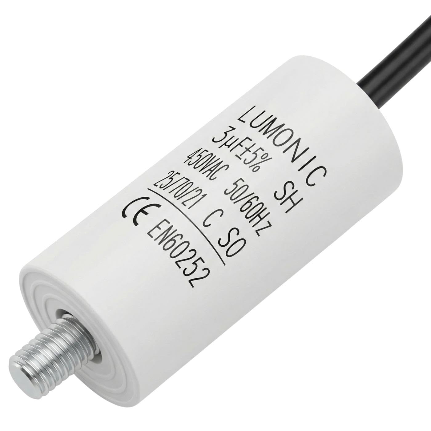 Lumonic Condensador de arranque 3µF 450V 26x55mm para bombas, cortacéspedes, herramientas