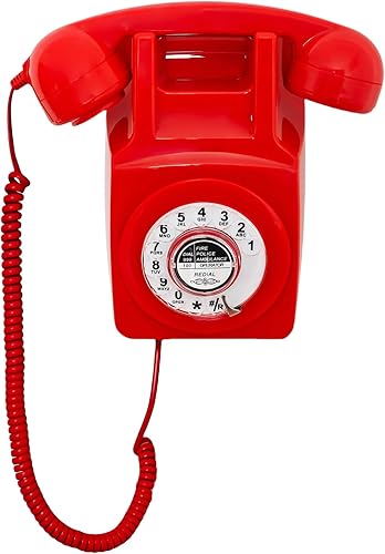 Miniatura 7 de Teléfono de pared vintage, teléfono de línea fija retro con esfera giratoria, teléfono de pared clásico con cable para montaje en pared, teléfono