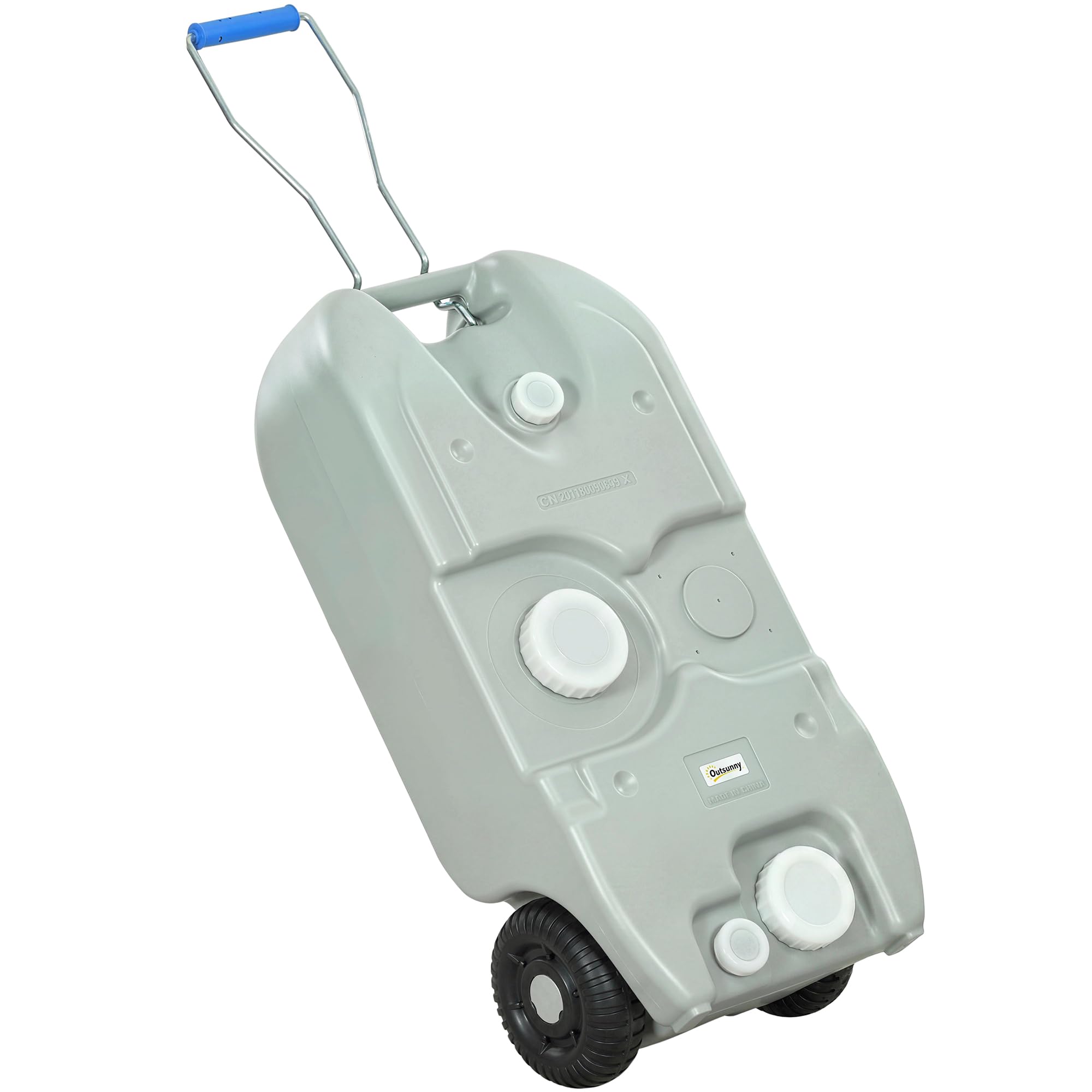 Outsunny Contenedor de Agua 40 L con Ruedas Tanque de Agua Portátil con Manija Metálica y Grifo para Caravanas Autocaravanas Camping al Aire Libre