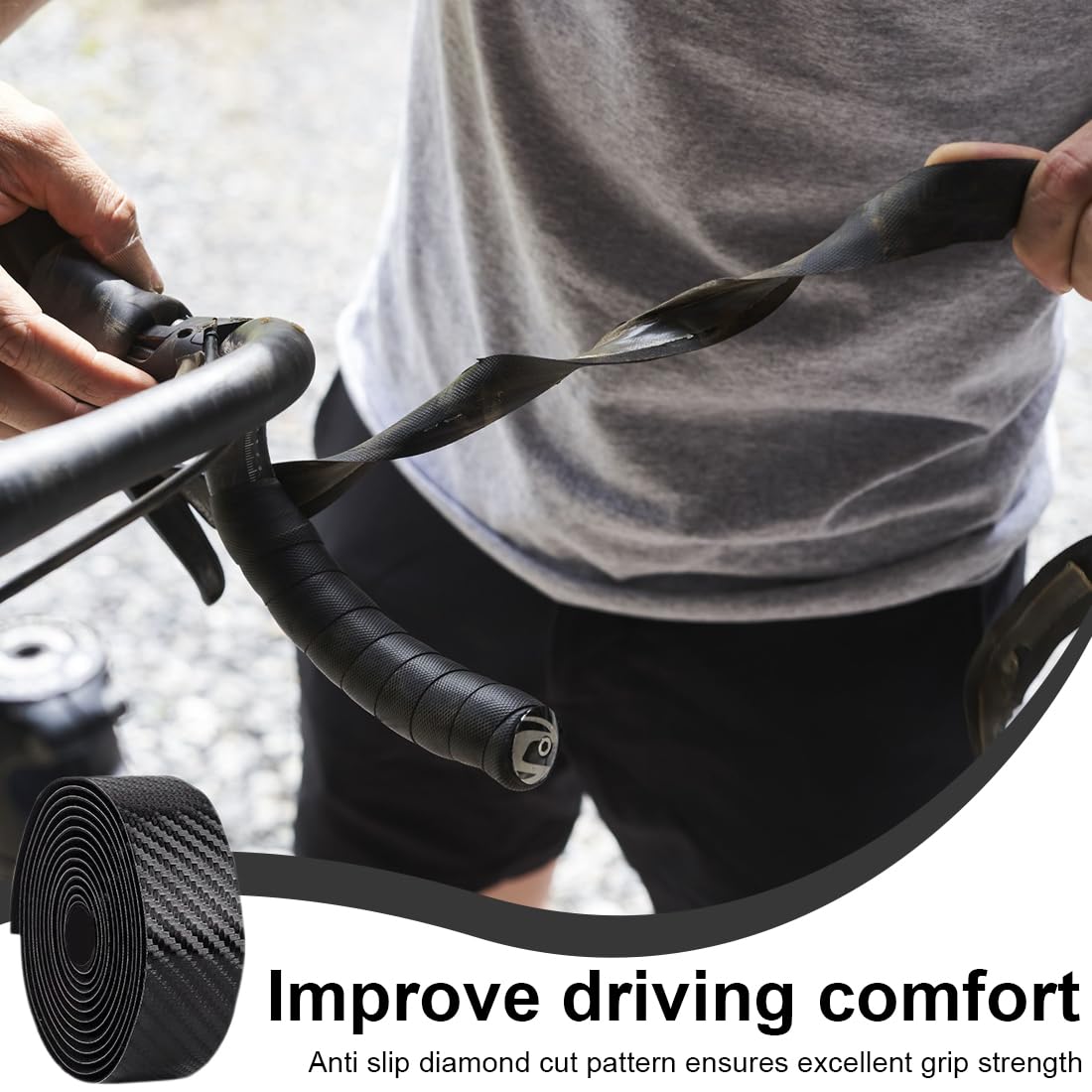 1 Set,Nastro Manubrio per Bici da Corsa e Gravel, Adatto per MTB, Bici Gravel e Bici Corsa, Facile da Installare Senza Collanti