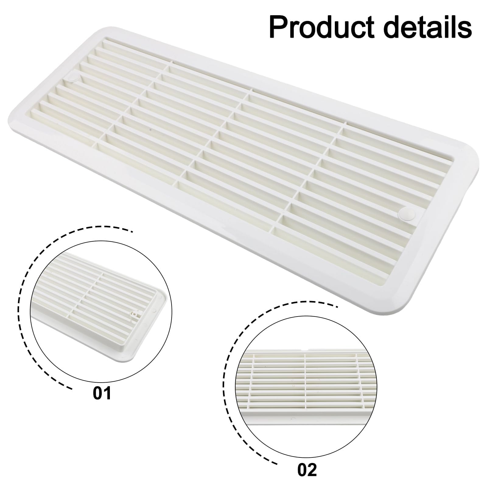 Griglia di Ventilazione per Frigorifero Thetford 483 x 186 mm ABS Copertura Ventola Raffreddamento Camper Bianco