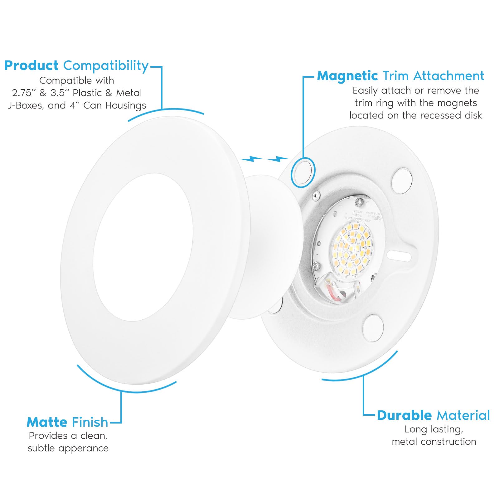 LUXRITE LED Recessed Lights - Dimmable & Color Tuning -3
