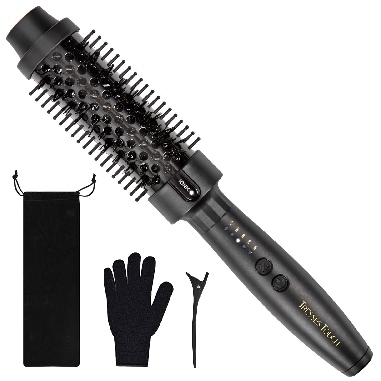Thermal Brush 1.5 Inch, Heated Round Brush for Blowout Look, Negative Ion, 5 Temp Settings, Tourmaline Ceramic, Dual Voltage for Travel, Easy to Use,