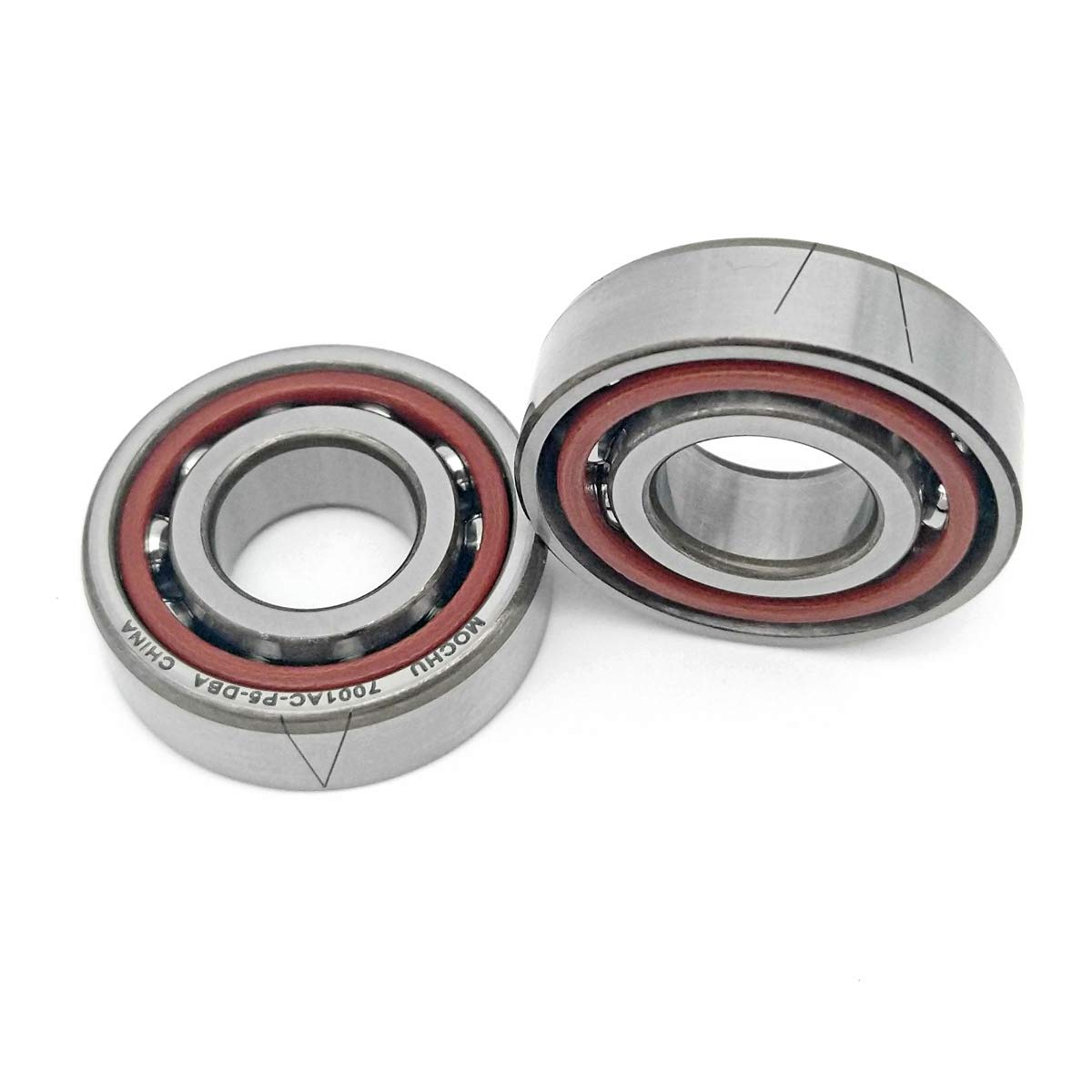 MOCHU 1Pair 7001 7001AC P5 DB A 12X28X8 Angular Contact Ball Bearing, ABEC-5, 25° Contact Angle, Metric, 12mm ID, 28mm OD, 8mm Width, DB Configuration, Single Row, Open