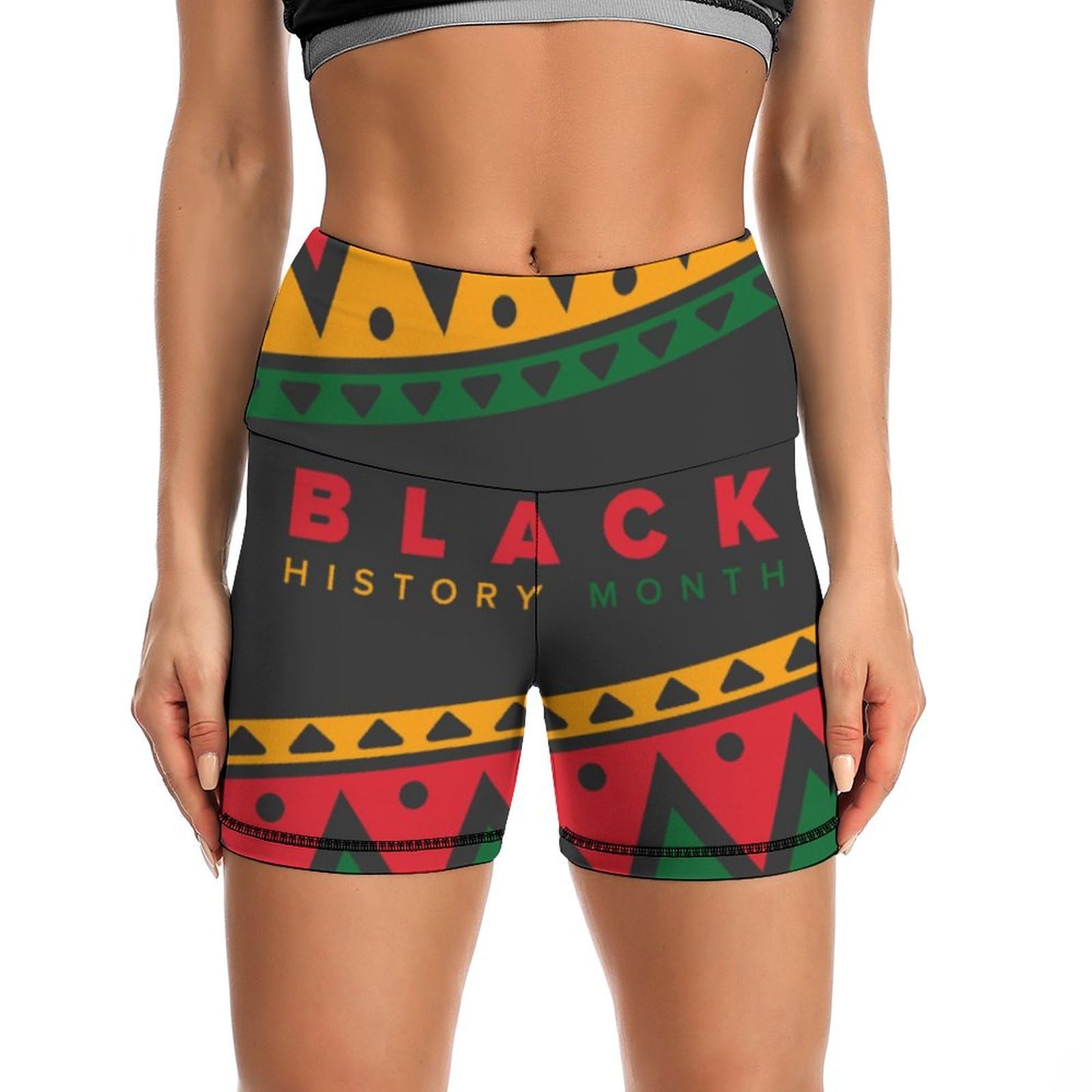 JYYAU Black History Month 2023 High Waist Yoga Shorts for Women Athletic Shorts Leggings Running Pants