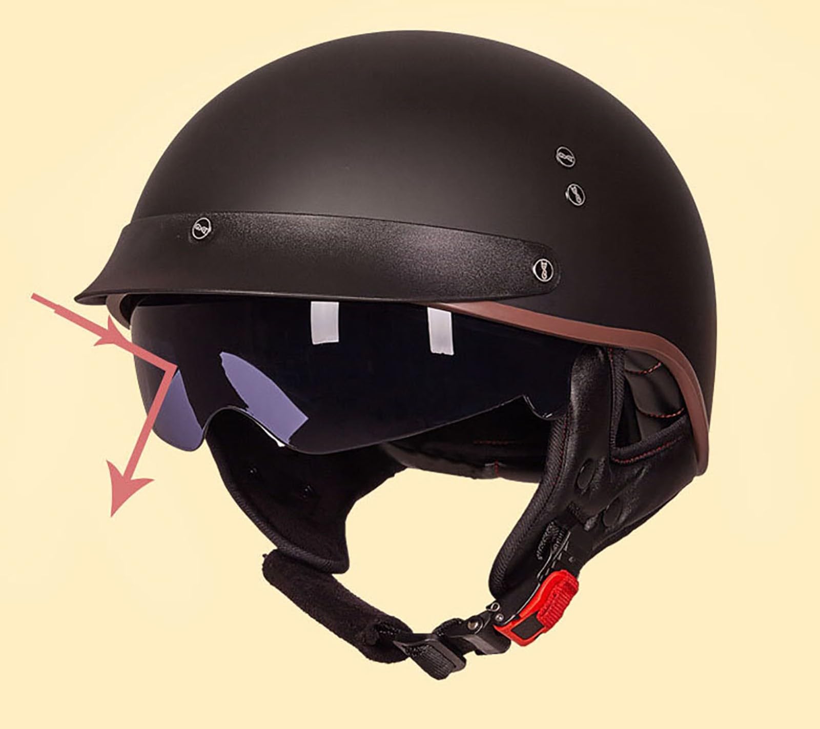 Motor Half Face Helm voor Motor Cruiser Chopper, Open Gezicht Retro Motor Half Face Helm voor Motor Cruiser Chopper, Open Gezicht Retro