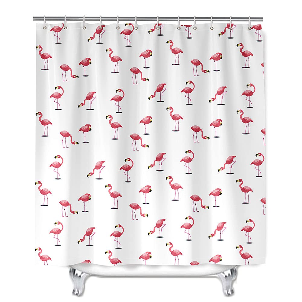 Tenda da doccia impermeabile,fenicottero 3D stampa poliestere antimuffa resistente ad asciugatura rapida tenda da bagno con ganci per bagno doccia decorazioni per la casa(fenicottero,150x180