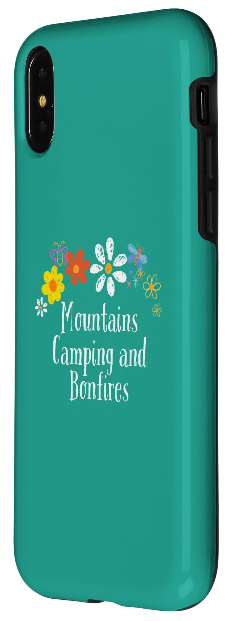iPhone X/XS Funny Flowers Graphic Mountains Camping and Bonfires Saying Case - Image 2