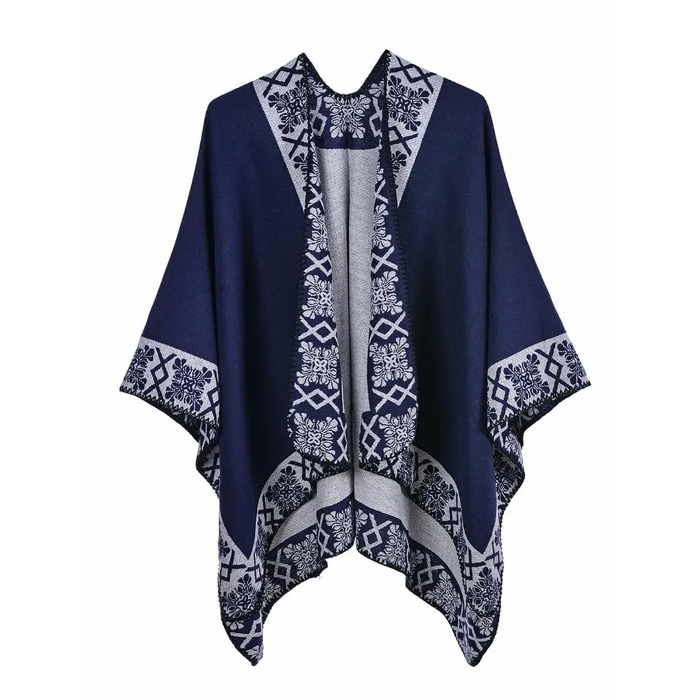 Dninmim Chal de doble cara con estampado de otoño e invierno para mujer, chal jacquard grueso cálido chal bufandas