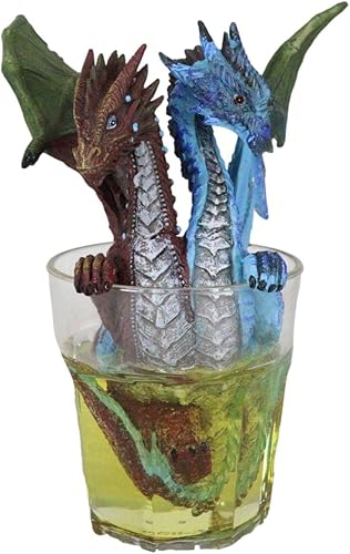 Ebros Gift Drunken Beverage Spirit Cocktail Drink Gin and Tonic Dragon - Figura de tiro de cristal de 6.5 pulgadas de alto, escultura medieval