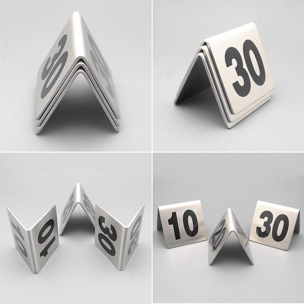 Cartellini numerati per tavoli, Stainless Steel Place Cards Table Numbers Black 1-25/50/100(1 to 25)