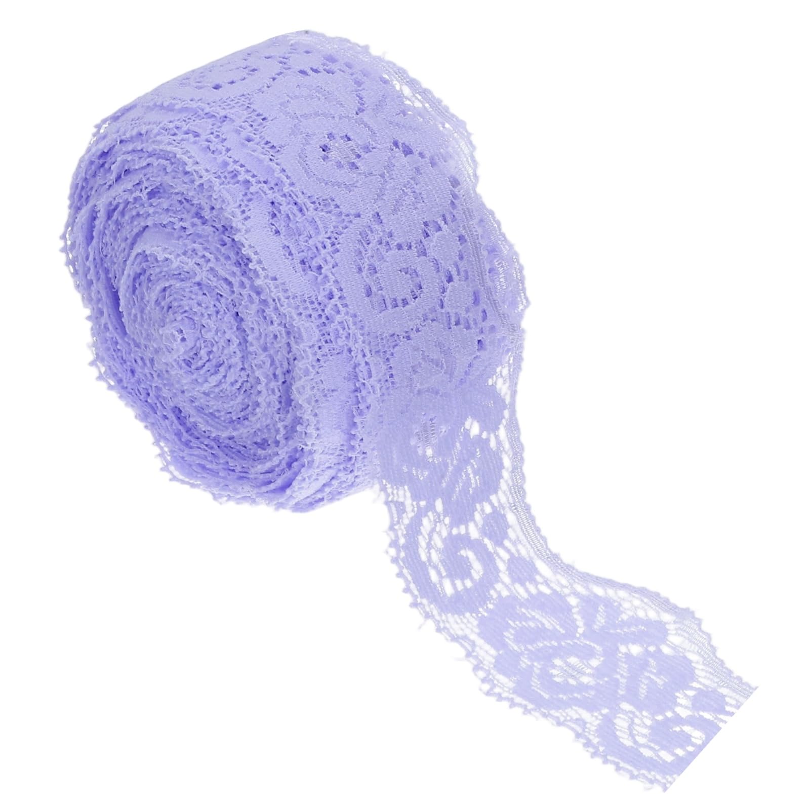 sourcing map 3.5cm Wide Elastic Lace Ribbon, Vintage Floral Pattern Purple Stretch Lace Fabric Trim by Roll for Garment DIY Crafts Dress Sewing Making Bridal Wedding Decor