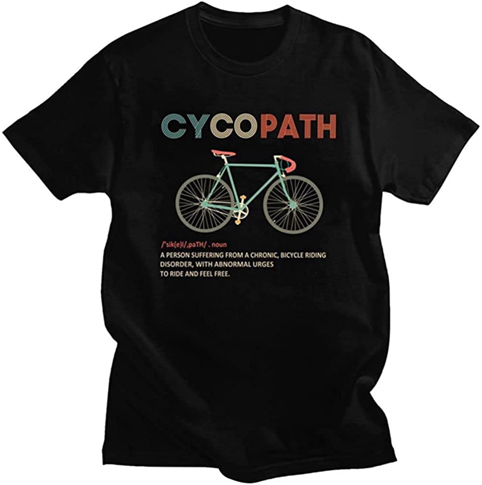 LI YA DENTAL Cycopath Shirt Funny Bicycle Cyclist T-Shirt Black L