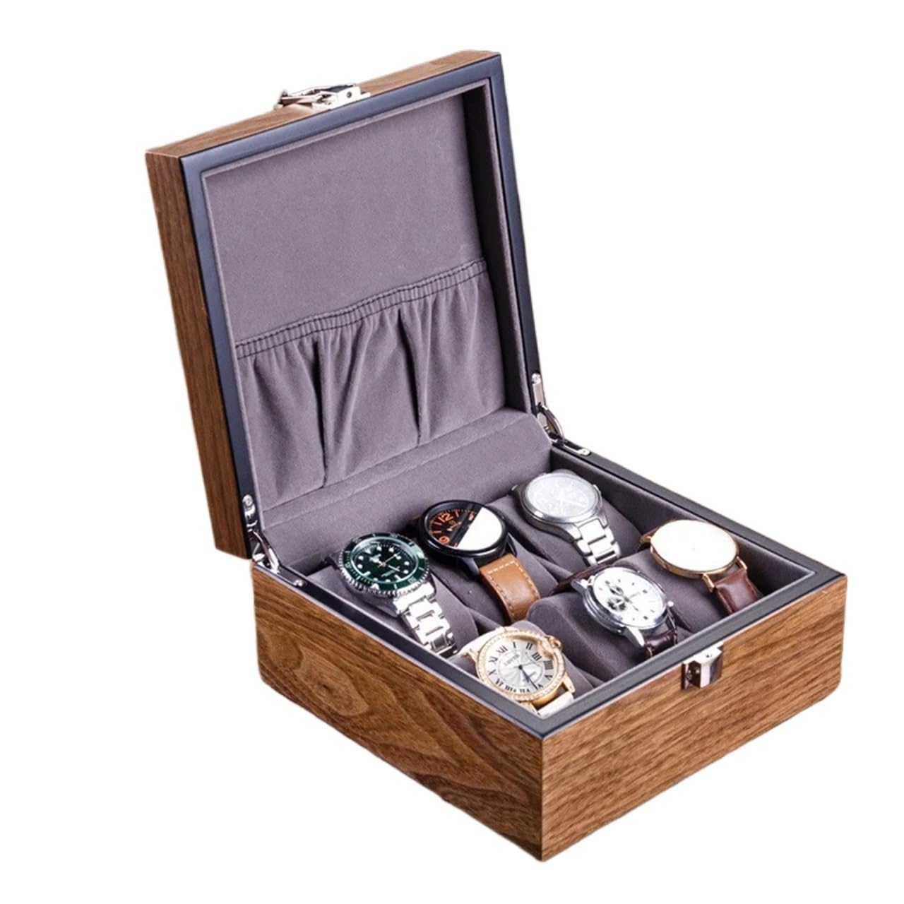 SHENJMAI Watch Box Wooden Watch Box Mens Case Storage Travel Watches Organizer Display Collection Portable