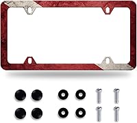 Vista 15 de 【2 piezas】 Marco de matrícula de flores de cerezo blanco y negro, marco de matrícula floral de flores, piezas de acero inoxidable, matrícula