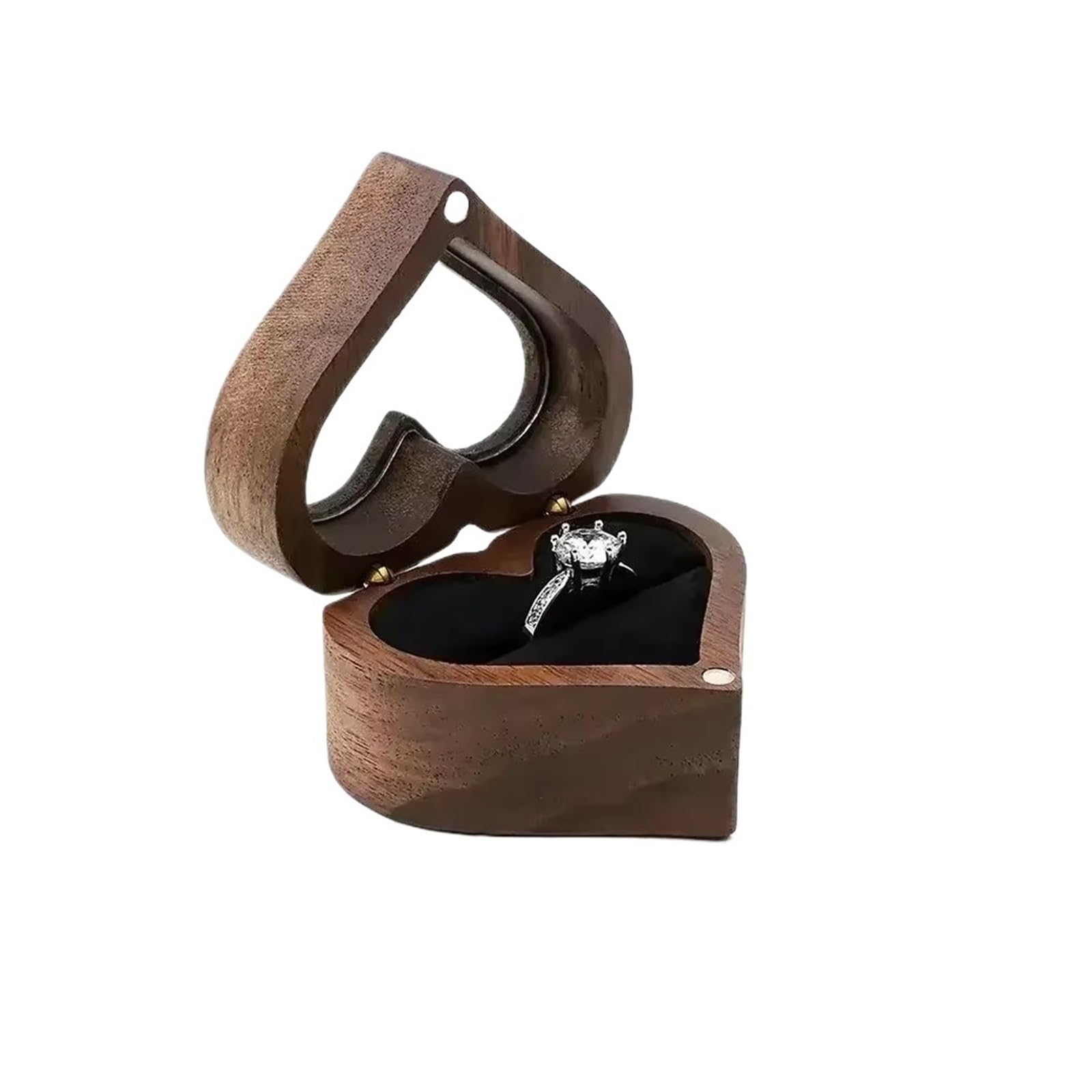 LCKKJHG Wedding Ring Box 1PCS Walnut Wood Ring Box For Wedding Ceremony Jewelry Storage Proposal(Blue)