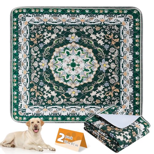 Image of KOOLTAIL Washable Pee Pads for Dogs, 2 Pack Super Absorbent Reusable Puppy Training Pads Waterproof, Nonslip and Leak-Proof Dog Pee Pads, Large Pet Mats Whelping Pads for Floor, Crate, Couch 36*41