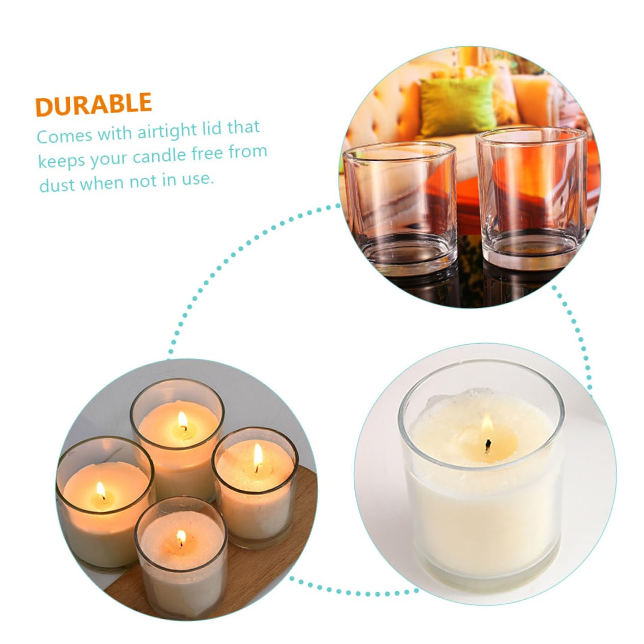 HOMSFOU 2pezzi Barattoli Per Candele in Vetro Vuoti Recipienti Per Candele Fai Da Te Barattoli Ermetico Contenitori Per Aromatiche Design Semplice Ed Elegante