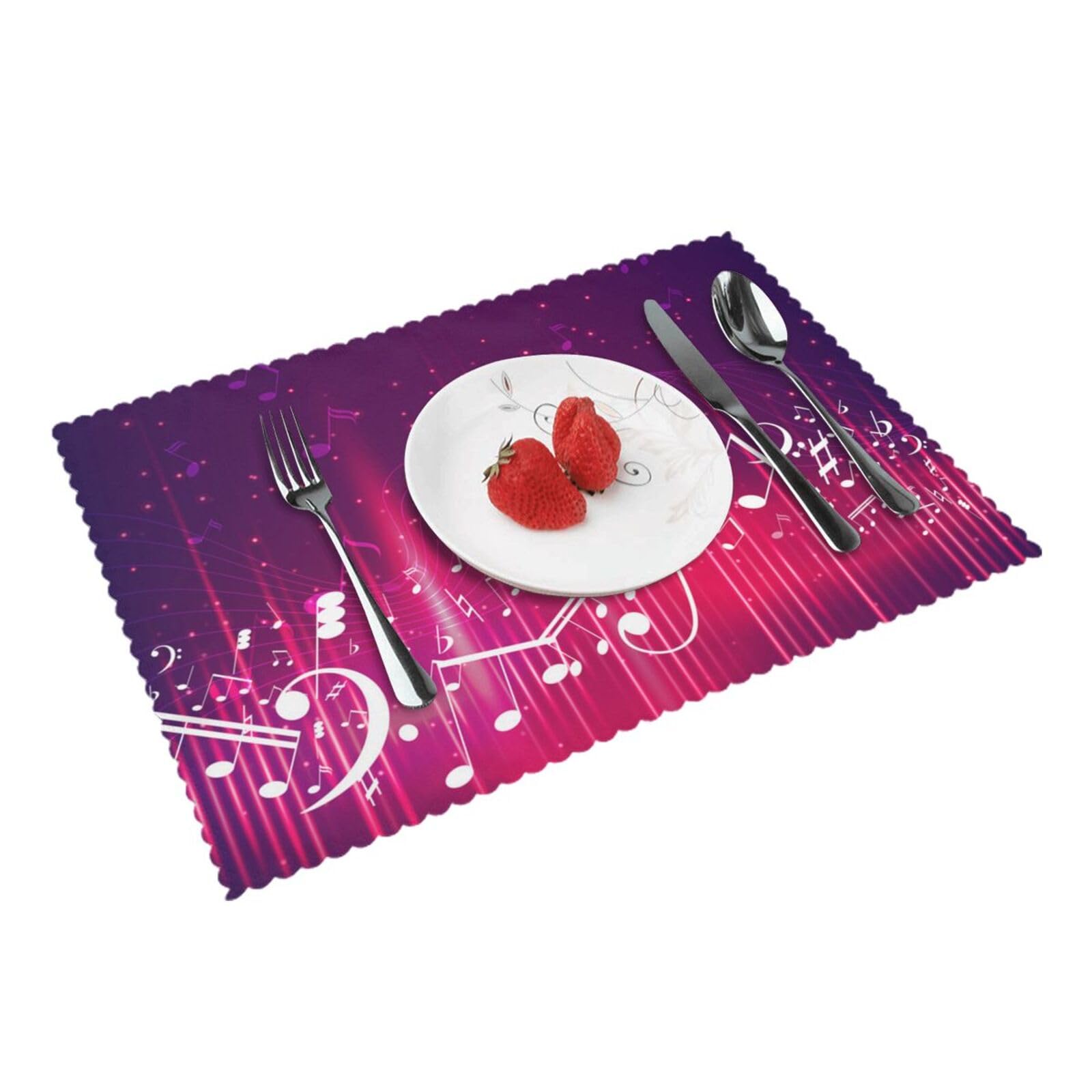 Bnvsadc Music Notes 4 Pcs Heat Resistant Placemat 45X30 Cm, Printed Non-Slip Place Mats For Kitchen Dining Table Indoor Outdoor