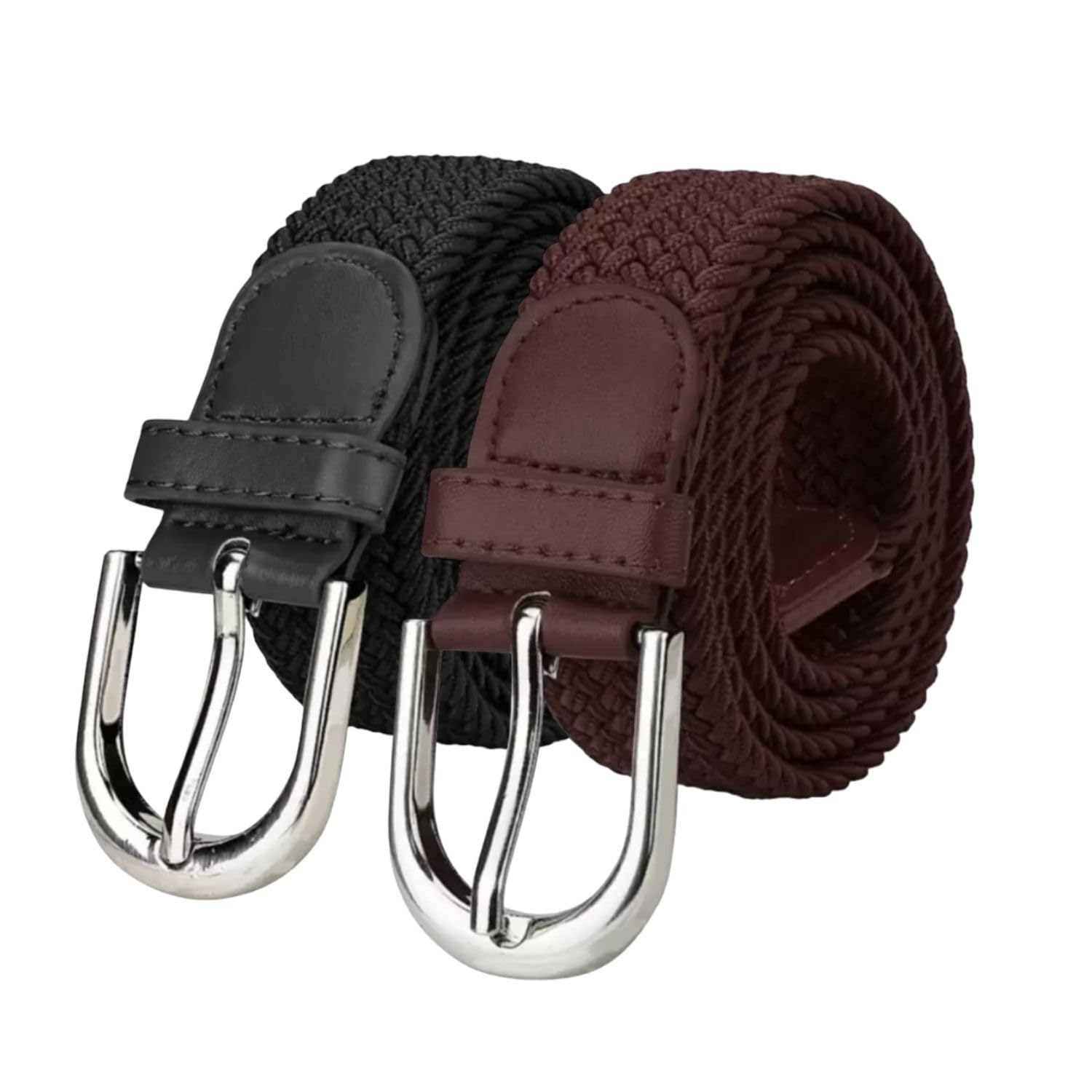 Men's Canvas Belt Elastic Fabric Woven Stretchable| Elastic Fashion Soft Breathable Vintage Simple Decorative Woven Belt Formal & casual Wear outfits(Pack of 2)-image-40