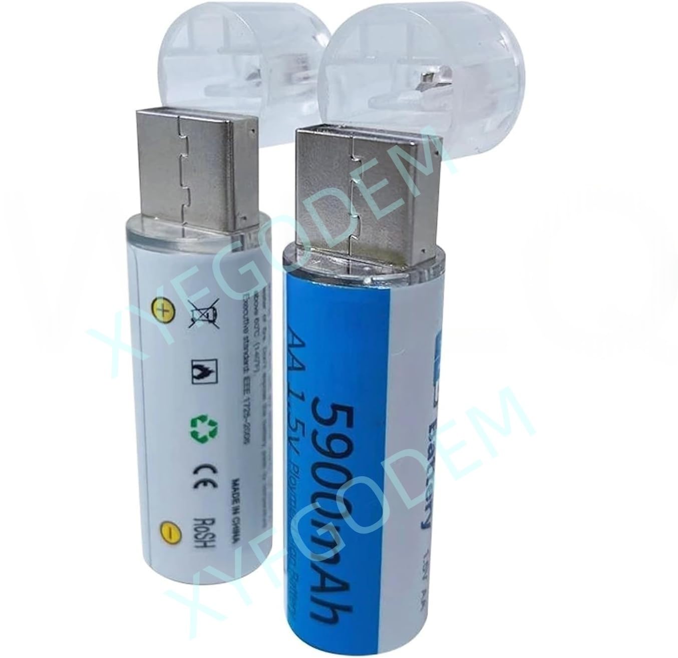 Lot de 4/8 piles AA rechargeables par USB, batteries au lithium 1,5 V, double A, 5 900 mAh avec prise