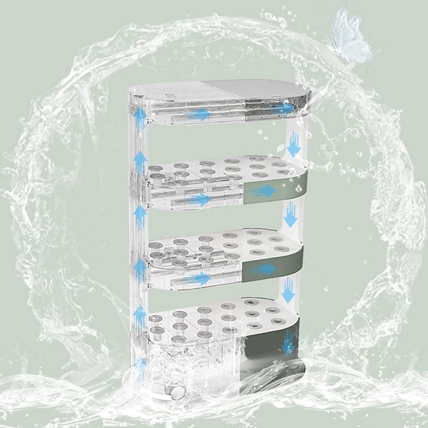 Système de tour hydroponique avec 48/64 trous 4 niveaux Kit complet de jardin d'intérieur avec lampe de culture et télécommande Solution de plantation hydroponique efficace Blanc
