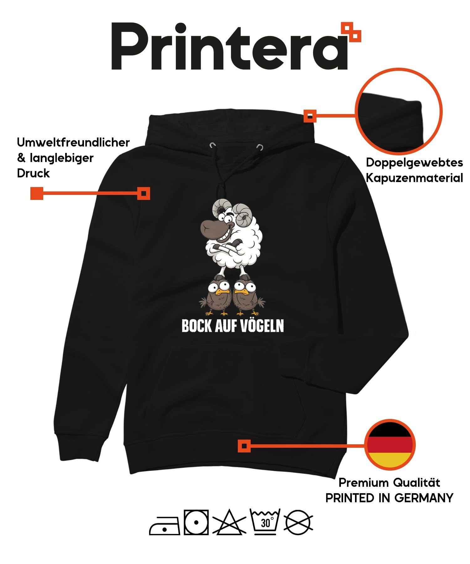 Bock Auf Birds Funiger Statement Hoodie
