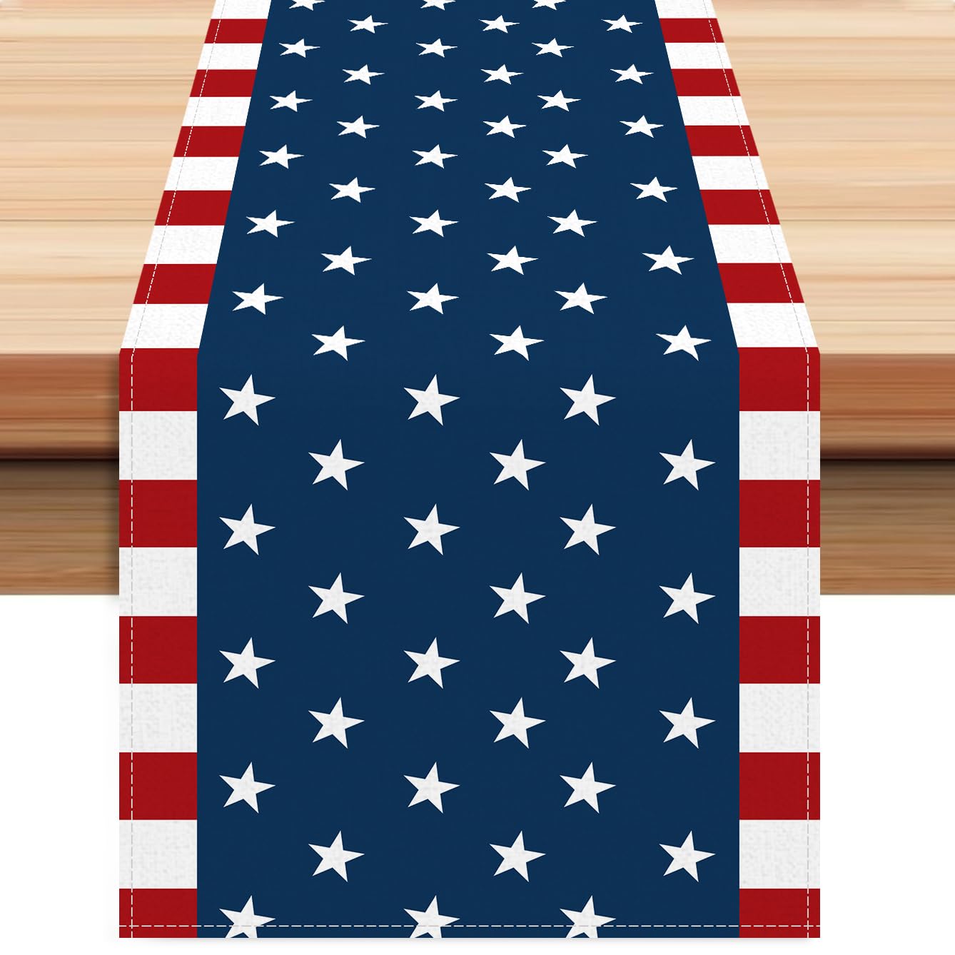 Photo 1 of 4th of July America Stars Stripes Patriotic Table Runner, 13*72 Inch Red White Blue Independence Memorial Day Kitchen Dining Table Decor, Summer Labor Day USA Home Decoration Party Supply