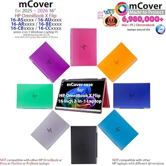 mCover Case ONLY Compatible for 16 2025+ HP OmniBook X Flip 16-ASx 16-AUx 16-ARx 16-BEx 2-in-1 Windows Laptop PC (NOT Fitting Other HP Models)- Aqua