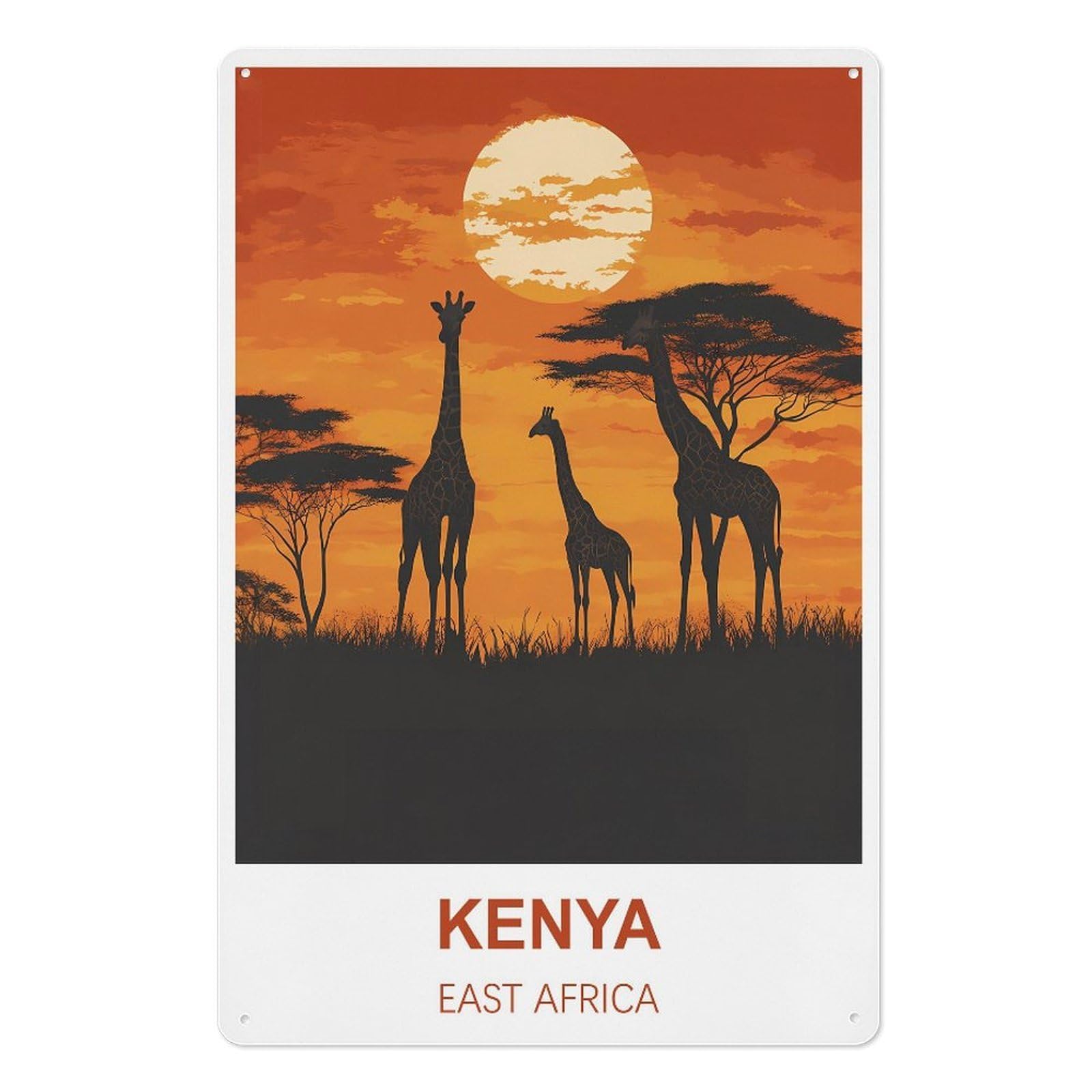 Kenya East Africa Retro Design Tin Painting Vintage Tin Sign 08x12inch(20x30cm) Wall Art for Home Office Bedroom Living Room Cafes Wall Decor