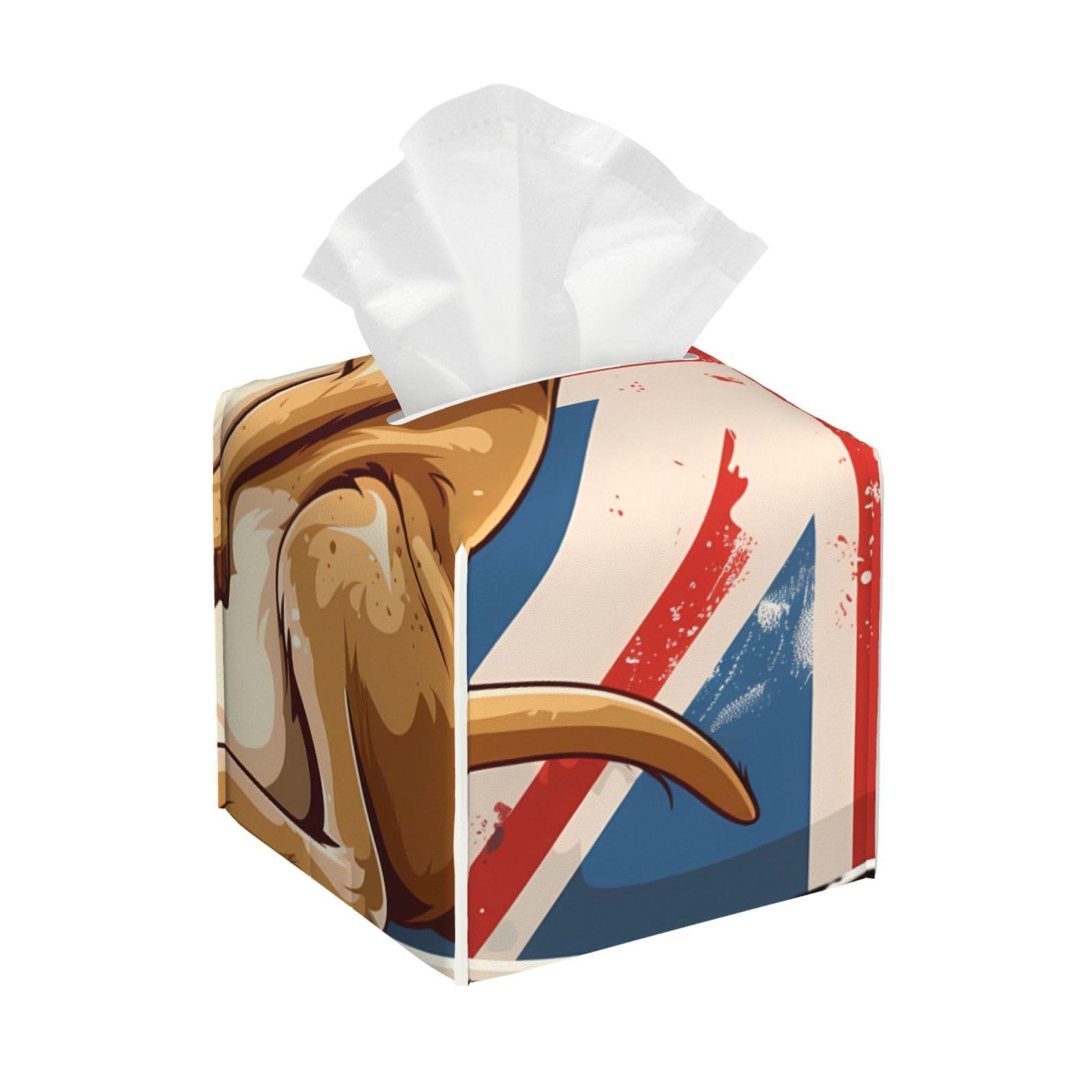 Australia British Flag Kangaroo Square Tissue Box Cover with Modern and Stylish Bottom Tissue Box Storage Space