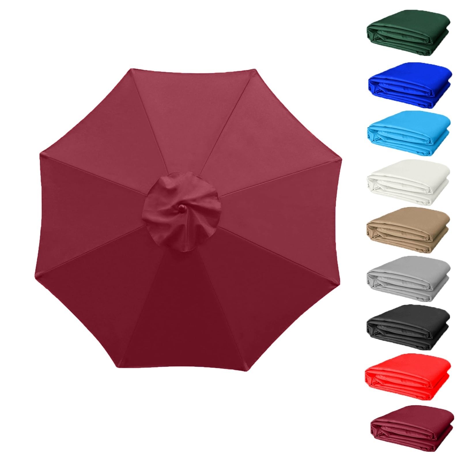 QIQVIV Umbrella Replacement Cloth 6 Arms/8 Arms Replacement Parasol Canopy, Garden Parasol Canopy Cover Replacement Parasol Fabric Cover, 200/270/300cm Canopy(Wine red,(6Rib) 3.0m/118in)