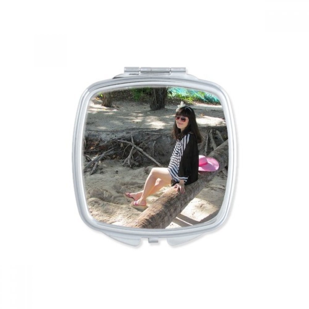 Chapeau miroir carré maquillage compact portable Sea Rose