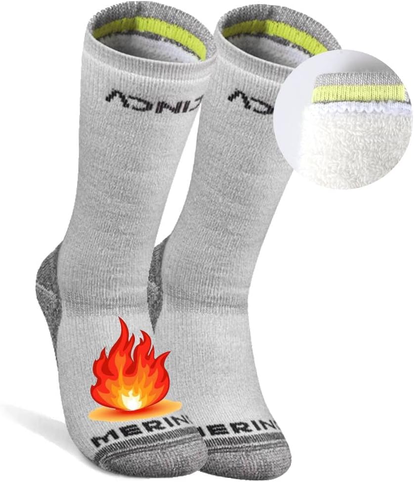 AONIJIE Merino Wool Socks Hiking Cushioning Socks Moisture Wicking Performance Socks Thermal Ski Socks for Women&Men