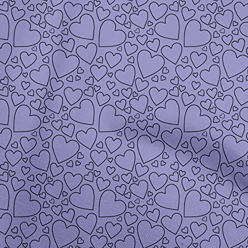 oneOone Cotton Cambric Medium Purple Fabric Valentine Heart Sewing Material Print Fabric By The Yard 56 Inch Wide