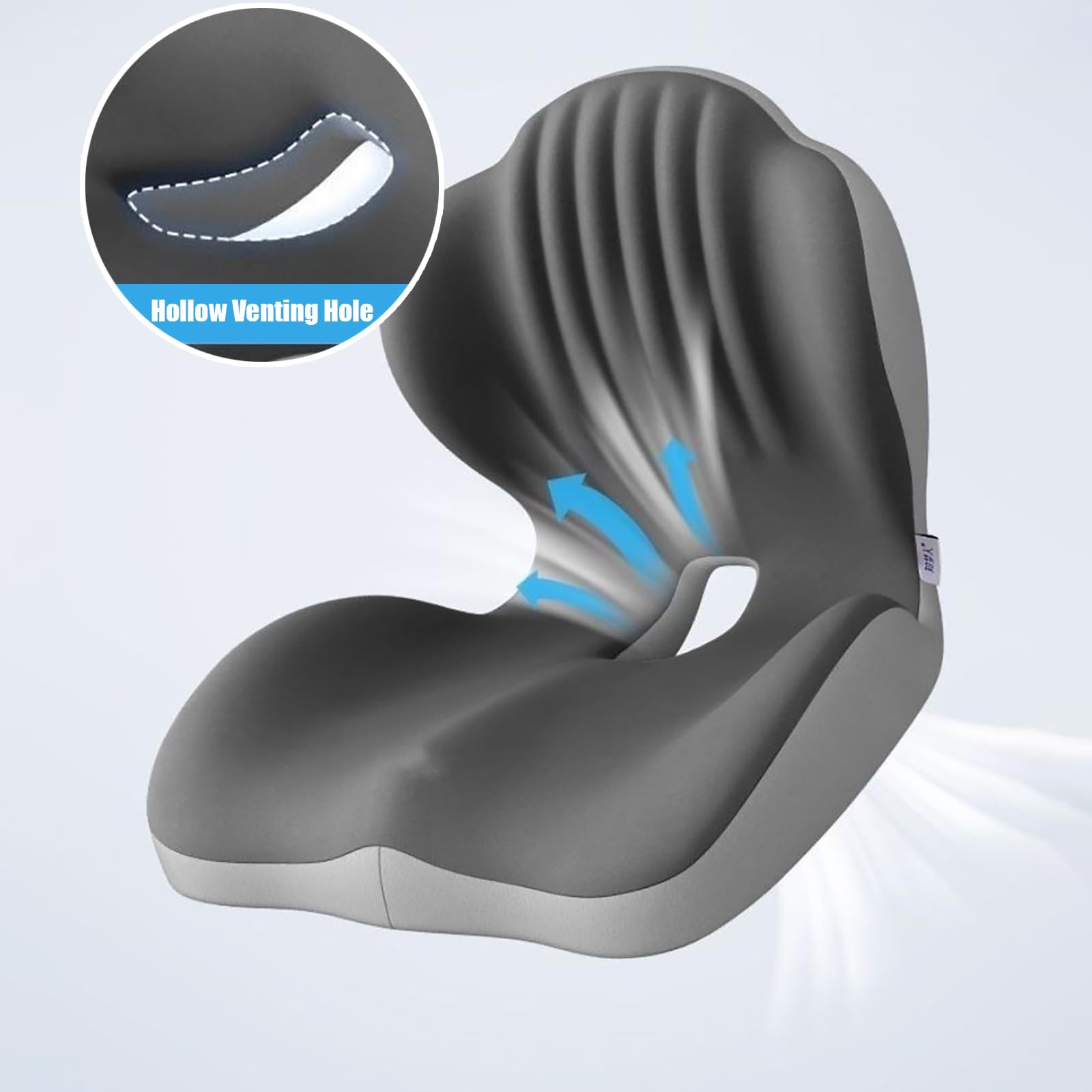Cuscino ergonomico a forma di L con supporto lombare, cuscino per sedia in memory foam, per stare seduti e guidare a lungo (44 x 40 x 37 cm, A)