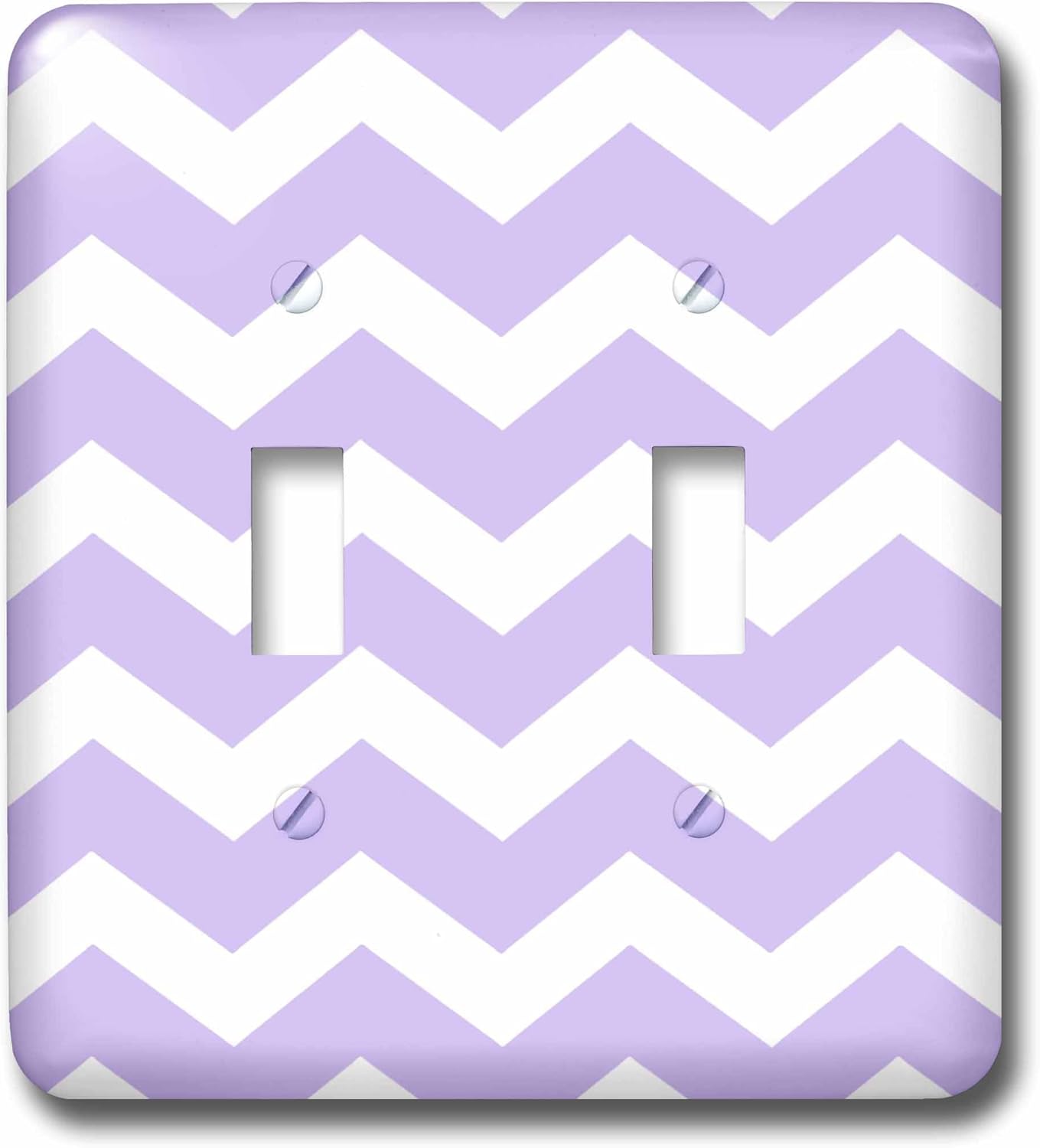3dRose lsp_179683_2 Lilac Purple and white zig zag chevron pattern. Light Lavender zigzags - Double Toggle Switch