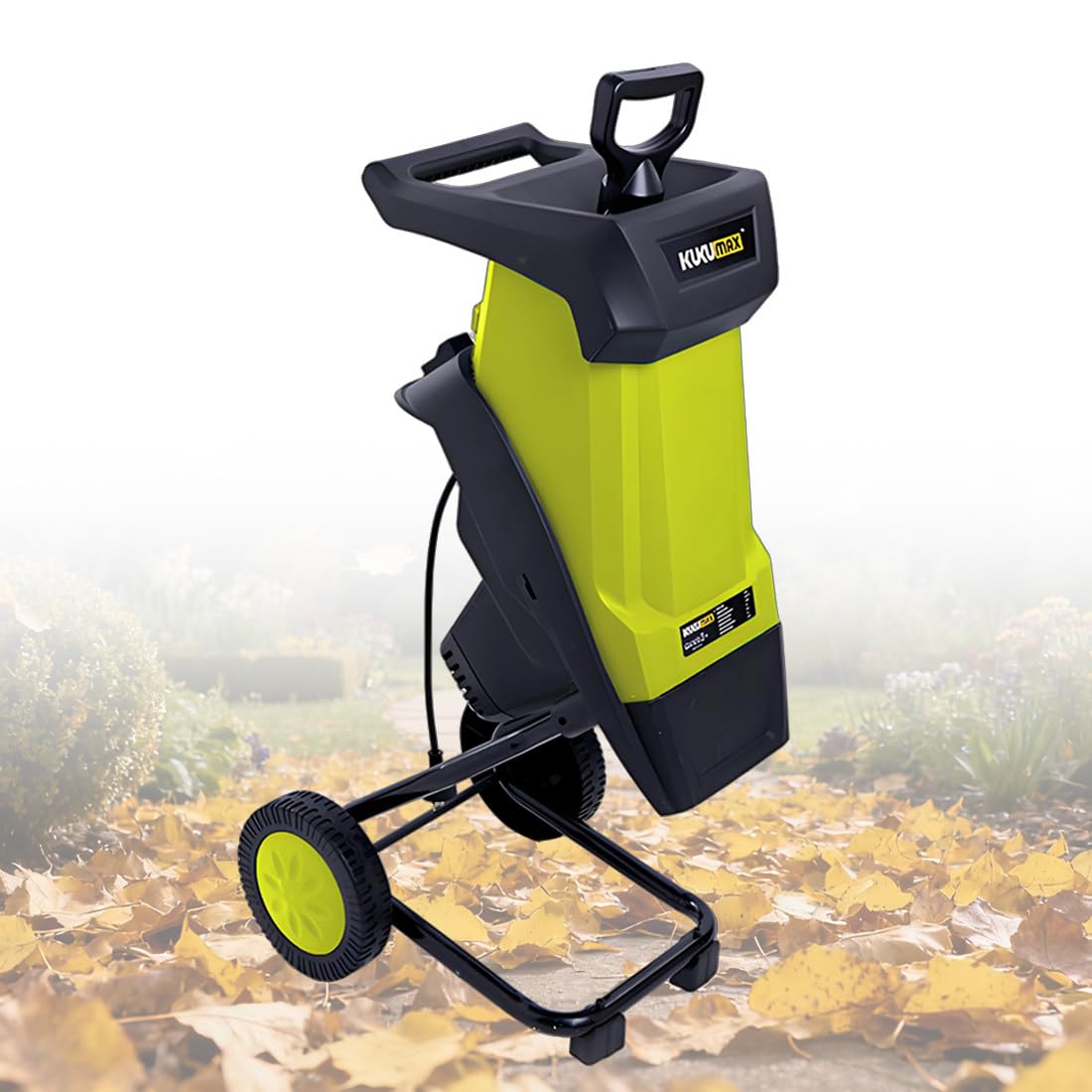 Biotrituradora Eléctrica Portátil de Jardín Yellow | Trituradora Portátil Para Jardín, Cuchillas De Acero Al Manganeso De Doble Endurecimiento, Procesa Ramas Hasta 40mm De Grosor