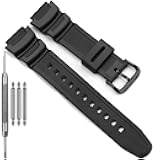 Natural Resin Watch Band Compatible with Casio AE1000W AE1200WH F108WH W218H W219H W800HG MRW200H Waterproof Rubber Watchband Strap