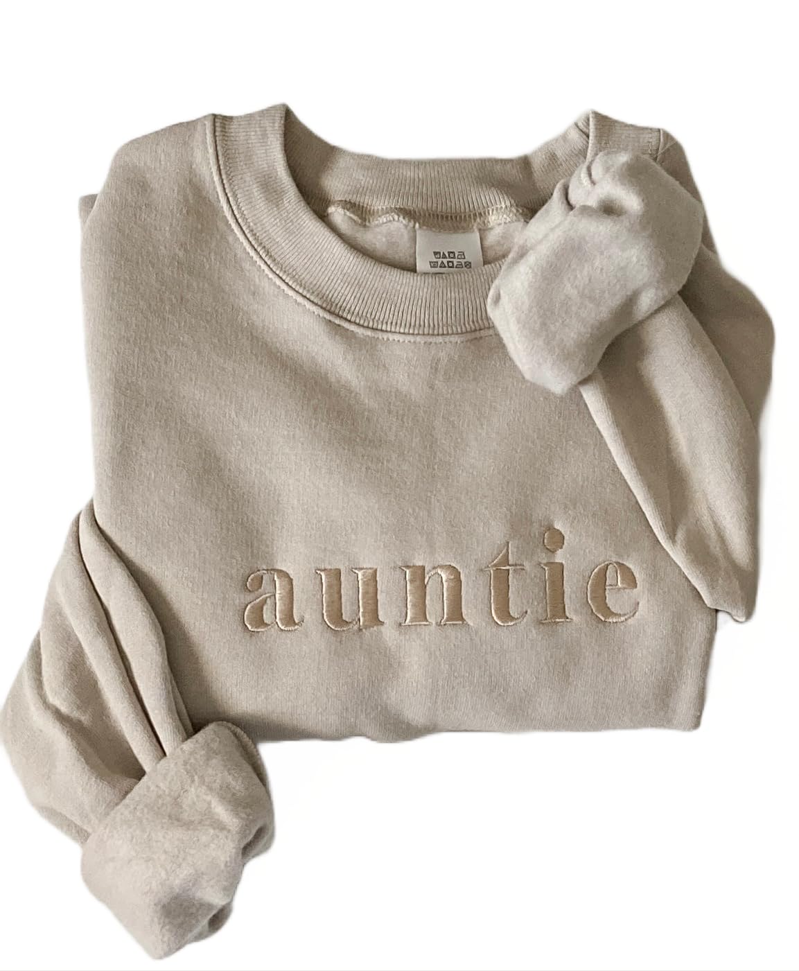 Embroidered auntie crewneck sweatshirt (M, Sand) Embroidered auntie crewneck sweatshirt (M, Sand)