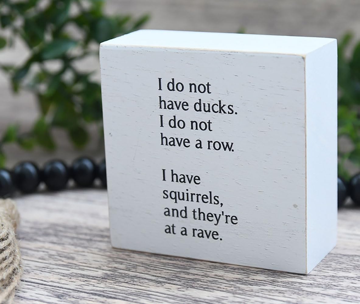 Lustiges Schreibtischschild Aus Holz – Büro-Deko Mit Spruch ‚Ich Habe Eichhörnchen…‘, 8,9x8,9x3,8 Cm, Schwarz