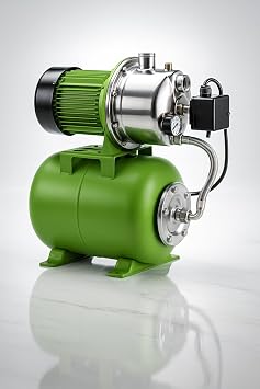 1 HP Stainless Steel Shallow Well Pump & Tank - Pressure Control Switch, 950 GPH, 5 Gallon Steel Tank, 26 ft Lift, 50 PSI water pressure, 1" Intake & discharge ports - Compatible with DRUMMOND Pumps