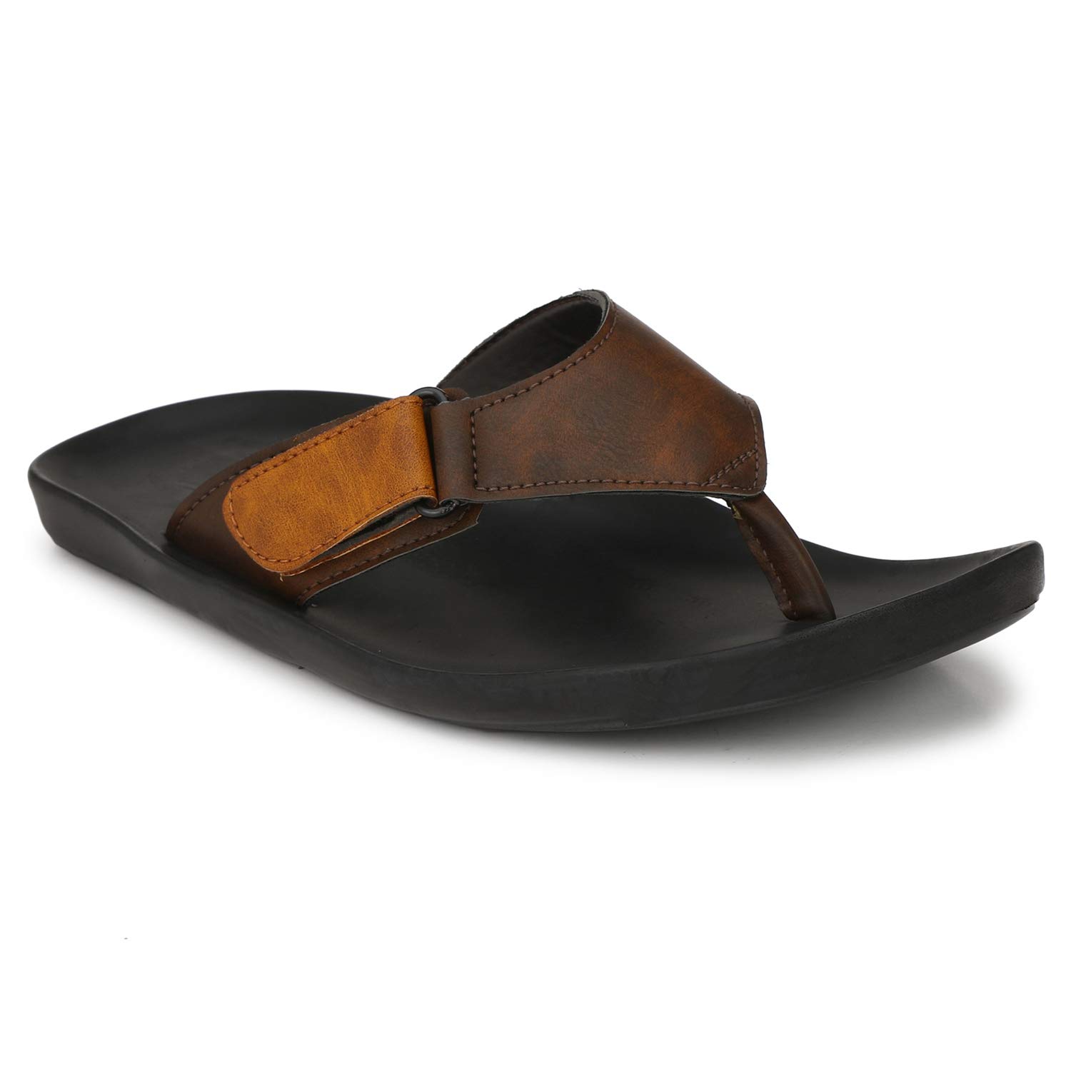 AZZARO BLACK Men Synthetic Leather Adjustable Strap Slippers (Brown,Size:-9) (B09VL7WZ3J) Amazon Price History, Amazon Price Tracker