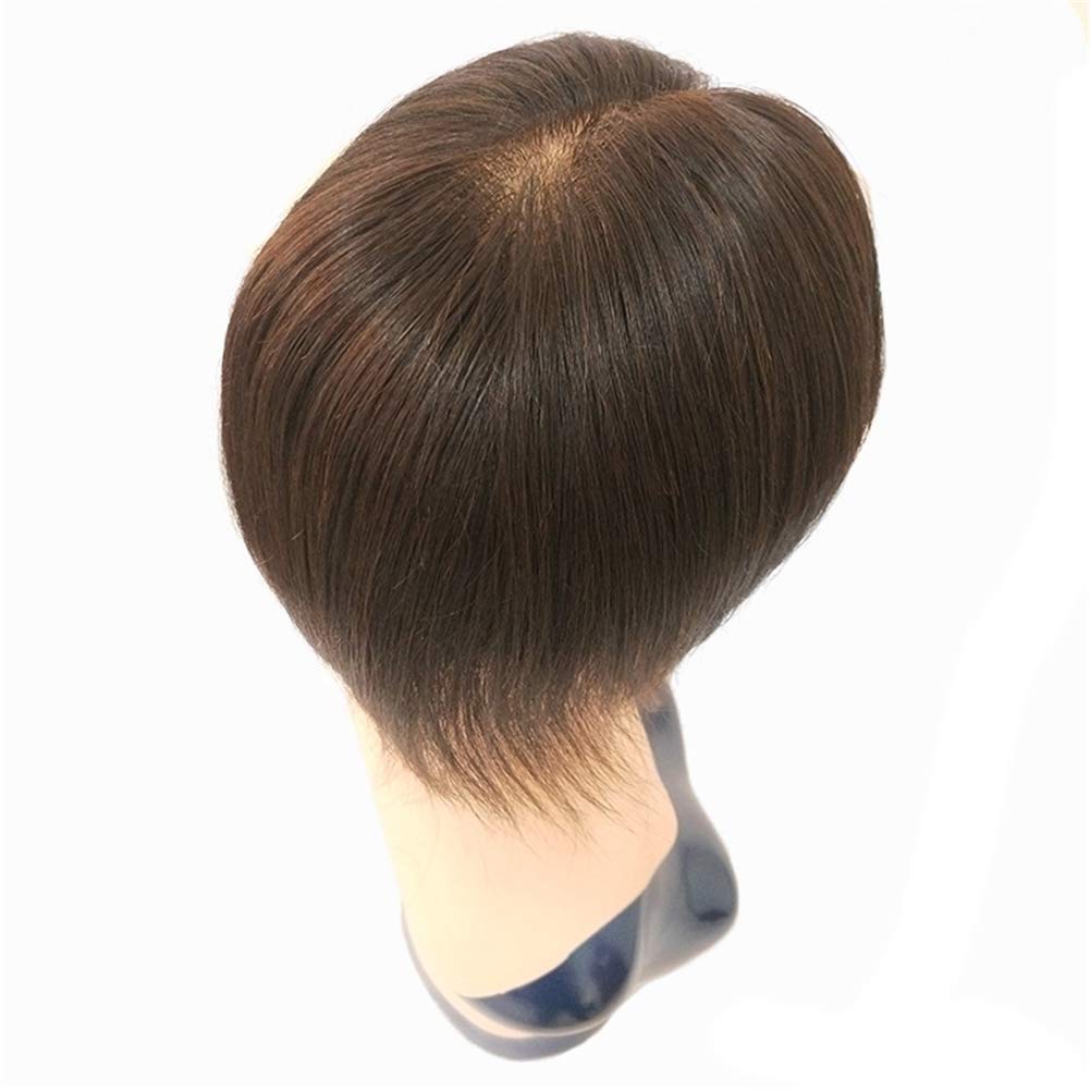 6.7" x 7.5" Free Parting Silk Base Remy Human Hair Toppers Toupee for Women with Thinning Hair, 22" Dark Brown