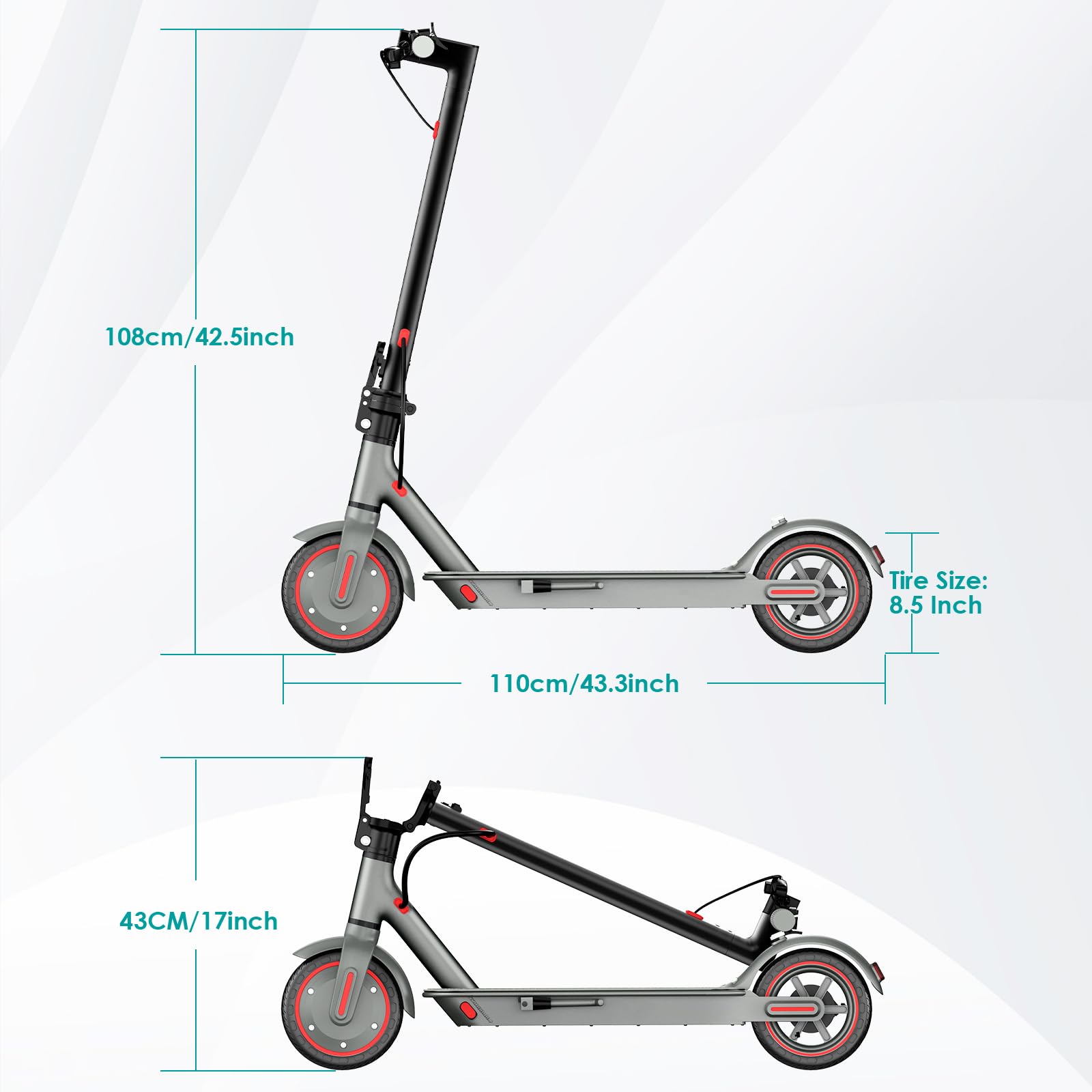 Monopattino Elettrico Adulto,Pneumatici 8.5"/10",Velocità Massime di 25km/H,Distanza Remota 35KM/45KM,Motore Ad Alta Potenza 350W/500W,Pieghevole,Capacità di Carico Massima di 120kg