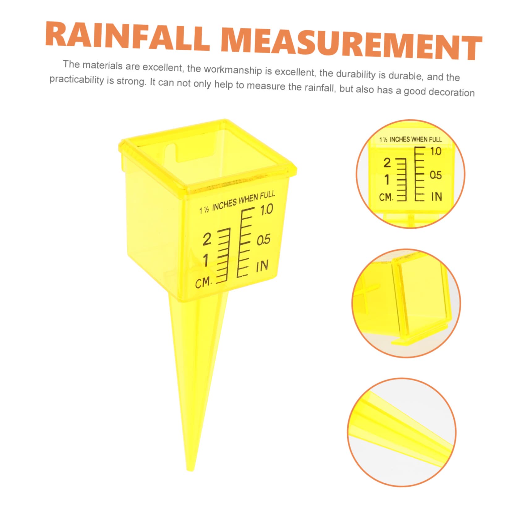 Yardwe 2 Sätze Regenmesser Erweiterbarer Gartenschlauch Regenabweiser Regenwassermesser Draußen Wassersprüher Gartenuhr Kanten Rasensprenger Solar- Gras Tür Plastik Yellow 10 Stück * 2