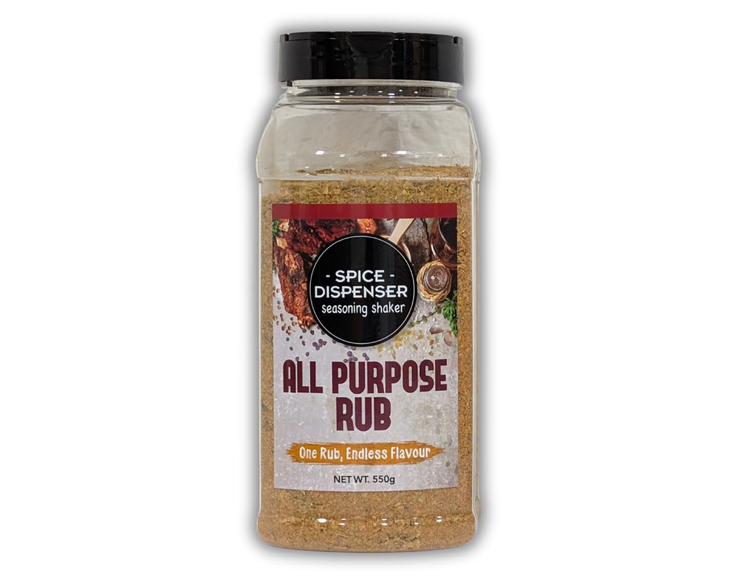 Spice Dispenser All-Purpose Rub 550 g – Sazonador BBQ universal estilo “dry rub” para costillas, pollo, brisket, pescado y verduras | Mezcla 35% hierbas & especias, shaker profesional